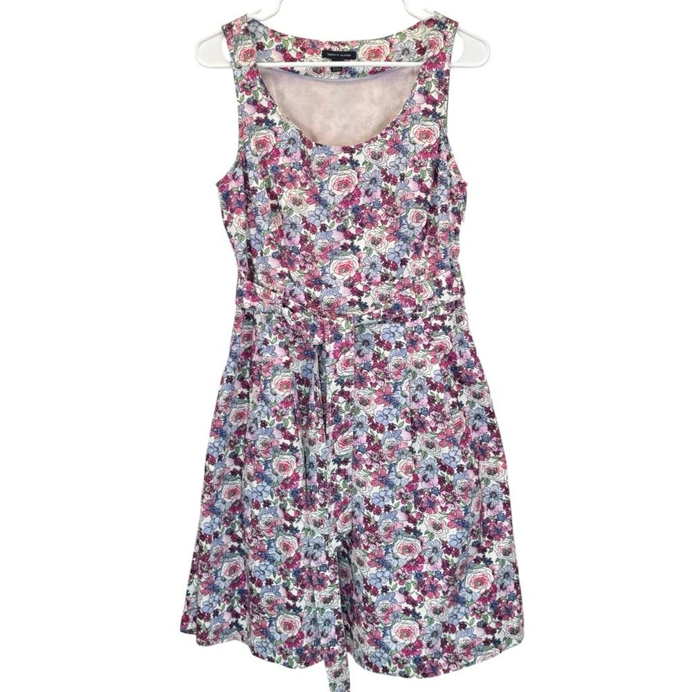 Tommy Hilfiger Floral Fit & Flare Sleeveless Midi Dress Pockets Side Zip Size 6
